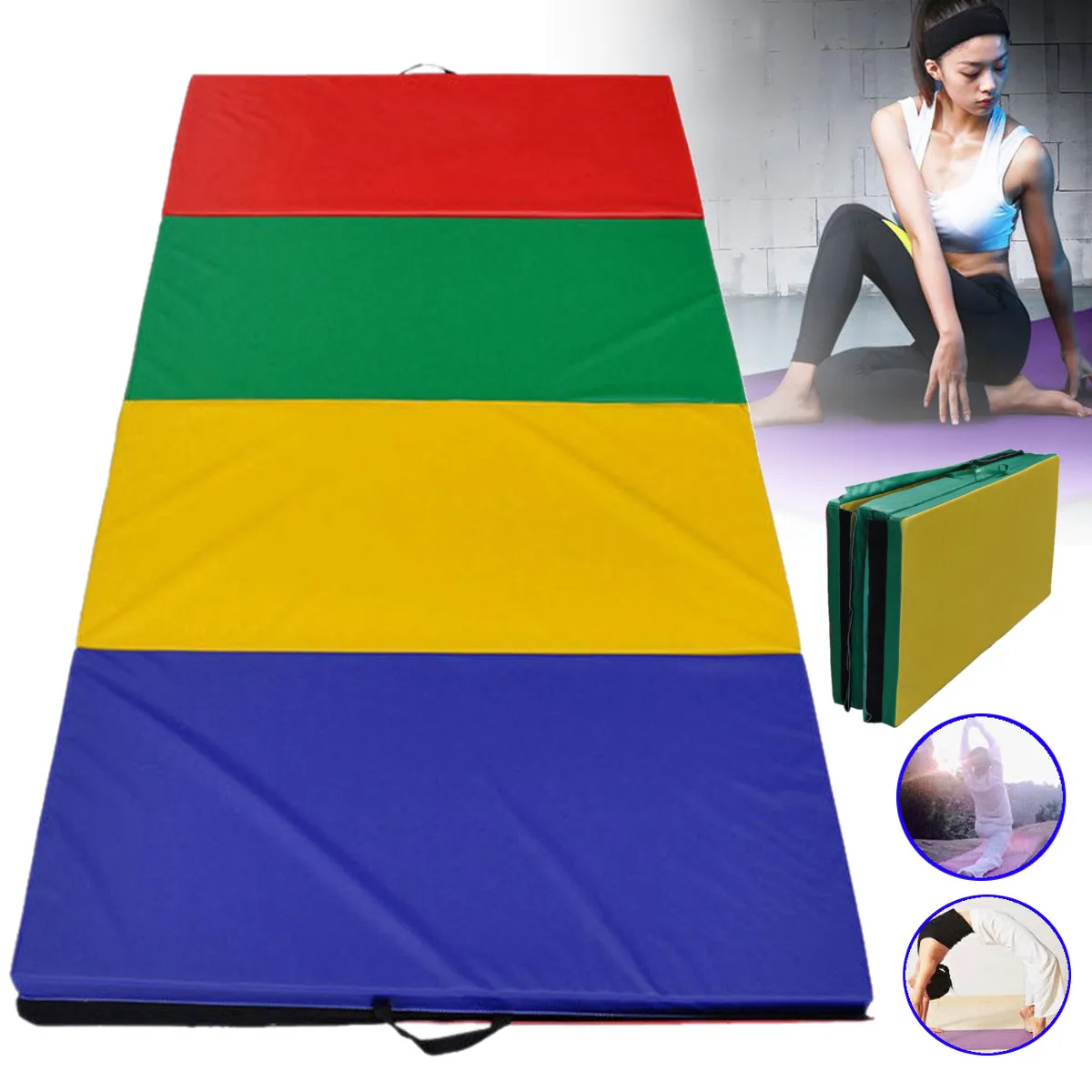 

240X120X5cm PVC Gymnastic Mat GYM Folding Panel Exercise Yoga Mat Stretching Fitness Tumbling Pad Outdoor Camping Damp Proof Mat