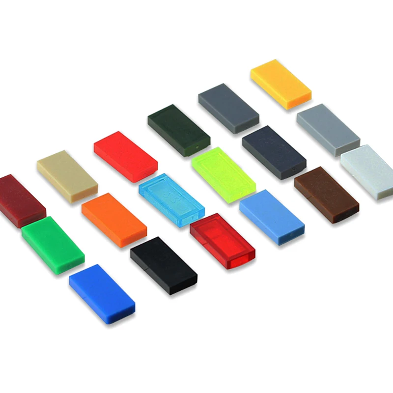 100Pcs Flat Tile 1X2 DIY Enlighten MOC Plastic Building Block Bricks Toys For Kids Compatible With