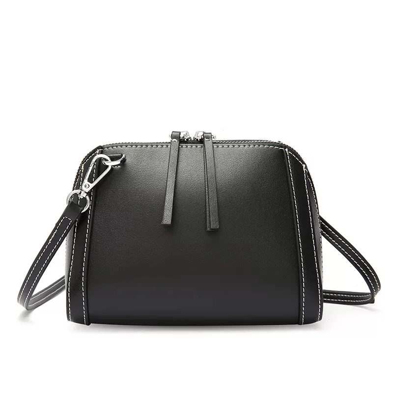 

Leather black cross body brand new solid leather fashion women's bag single shoulder cross women's bag