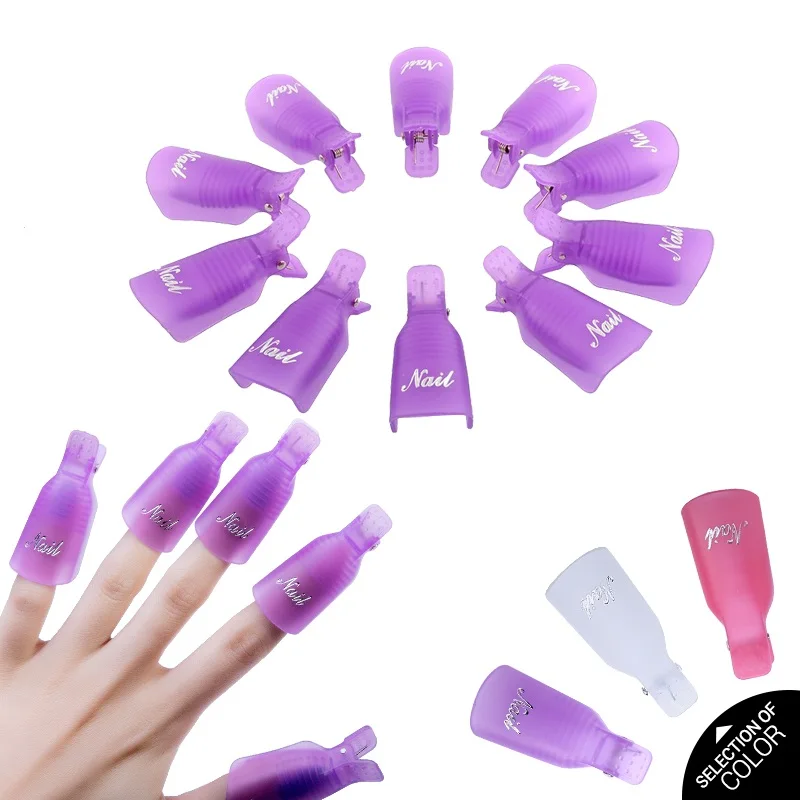 

10Pcs/Lot Reusable Plastic Nail Art Soak Off Cap Clip Cleanser UV Gel Nail Polish Remover Wrap Nail Cleaner Remover Kit