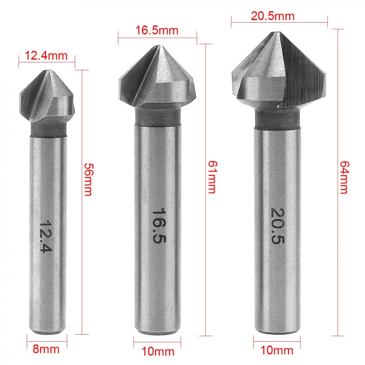6pcs 3 Edge 90 Degrees Chamfer End Mill Cutter Chamfering HSS Countersink Drill Bits