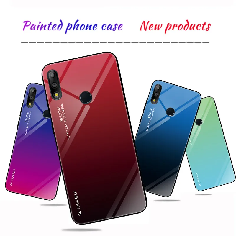 

Gradient Tempered Glass Phone Case For ASUS Zenfone Max Pro M2 M1 ZB601KL ZB602KL ZB631KL Max M2 ZB633KL Aurora Glass Cover Capa