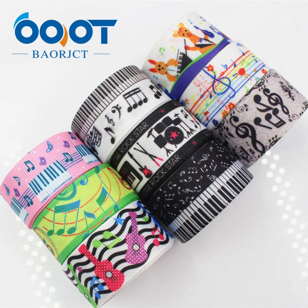 

OOOT BAORJCT 175225 , 22MM music series Printed grosgrain ribbon, DIY handmade Hair accessories Material wedding gift wrap