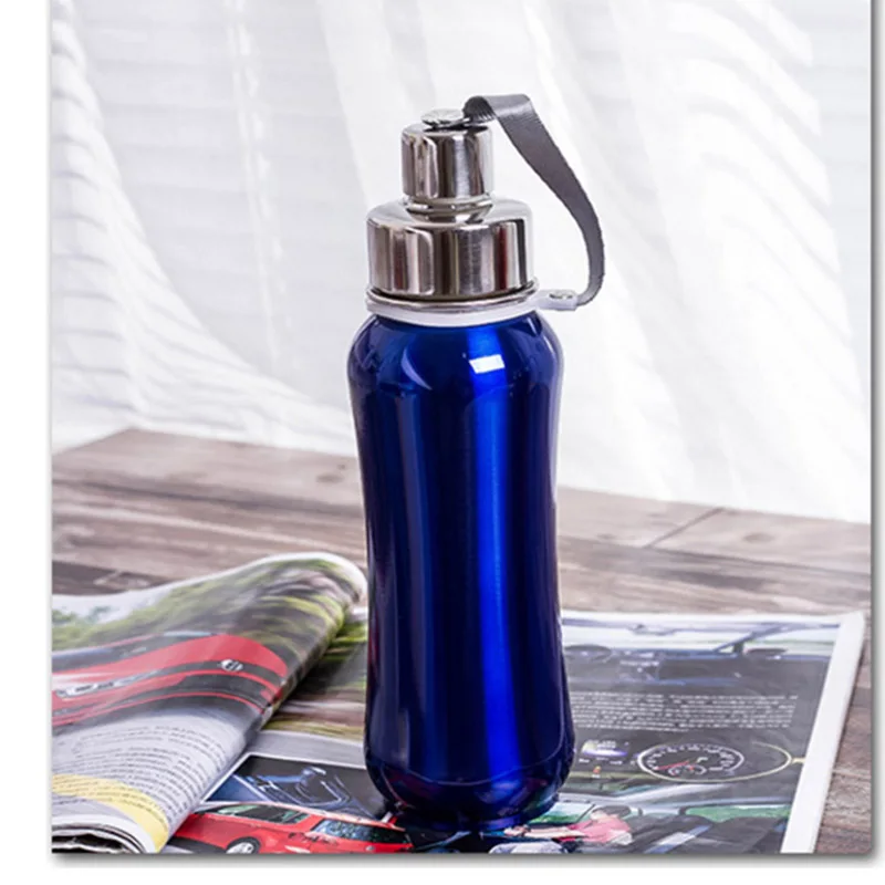 YIBO Спортивная открытая бутылка из нержавеющей стали, тренировочная портативная большая емкость, герметичная спортивная чашка, прямая бутылка - Цвет: Blue