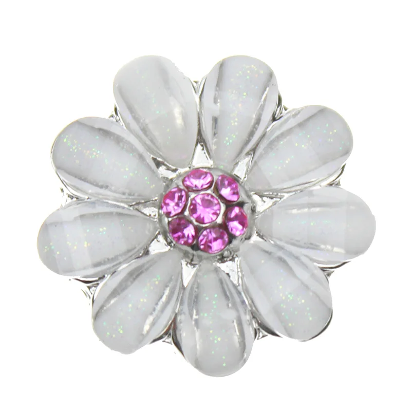 

10pcs/lot 18MM Snap Button Jewelry Rhinestone Flower Pattern The Bloomer Snap Jewelry Fit DIY Snap Bracelet For Women