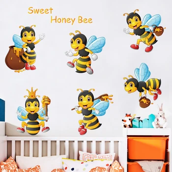 

Little bee cartoon animal children's room baby bedroom decoration self-adhesive wall sticker