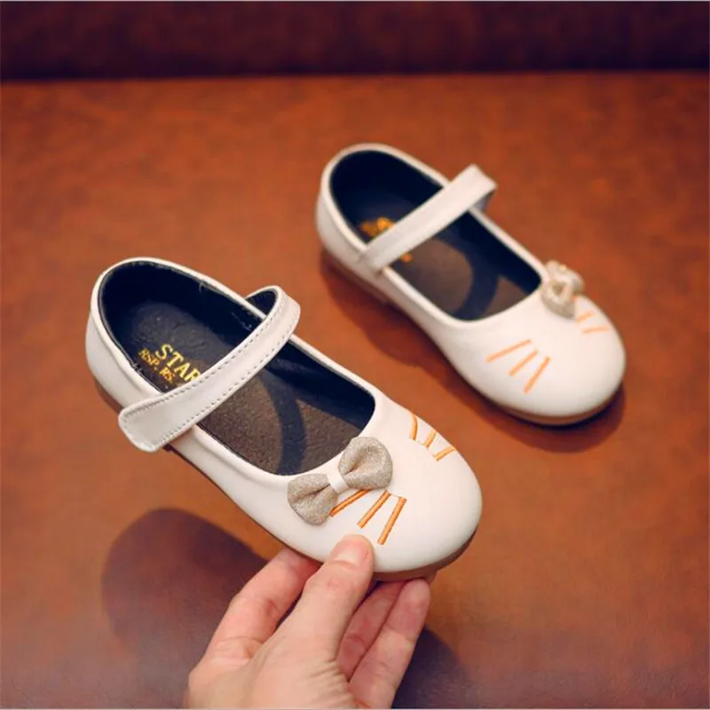 spring new leather children's shoes girls shoes cat princess shoes children soft bottom leather waterproof fashion shoes