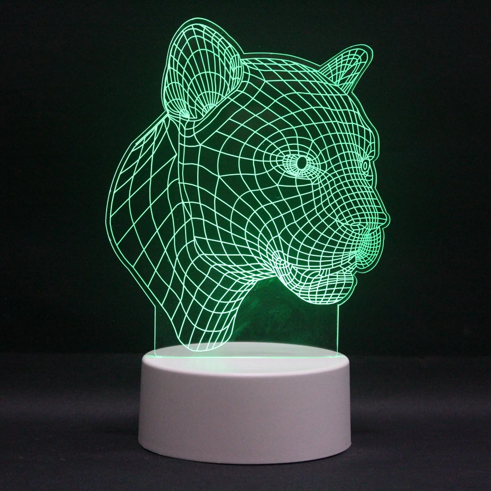 3D светодио дный светодиодные ночники леопарда животных 7 цветов изменить сенсорный выключатель голограмма атмосфера Новинка лампы для
