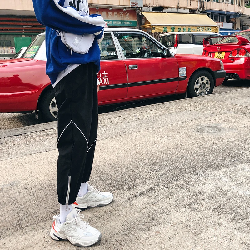 Fashion Casual Men's Trousers Spring And Autumn New M-2XL Stitching Loose Trousers Black Gray Personality Youth Popular