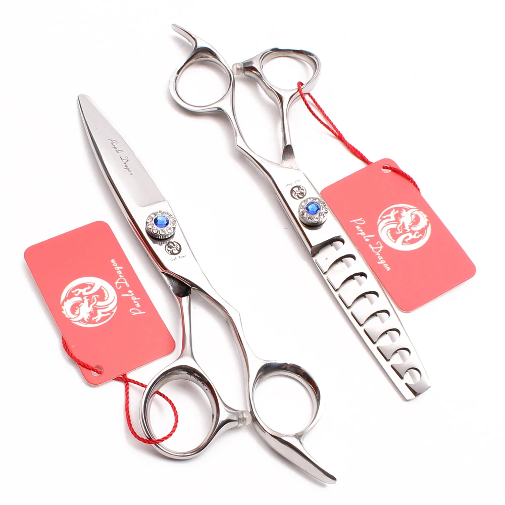 

6" 440C Purple Dragon Blue Hairdressing Scissors Straight Shears Thinning Scissors Willow Blade Hair Scissors Dropshipping Z9022
