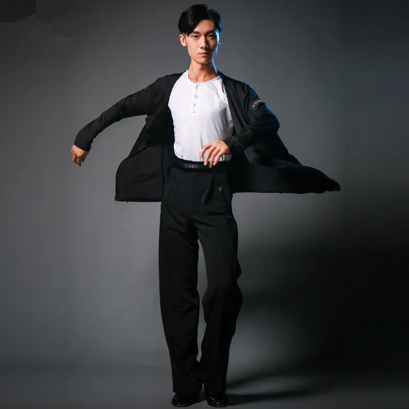 Модная одежда для латинских танцев для мужчин; цвет черный, белый, синий; с длинными рукавами; практические занятия танцами; одежда для бальных танцев; кардиган; пальто для мужчин; для танцев