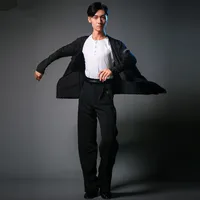 Fashion Latin Dance men Black White blue long Sleeve Practice Dance Wear Clothing Ballroom Dance Cardigan Coat Men Dances 1