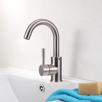 

304 stainless steel basin faucet Xiaoman waist basin basin faucet brushed hot and cold wash wash faucet lo41129
