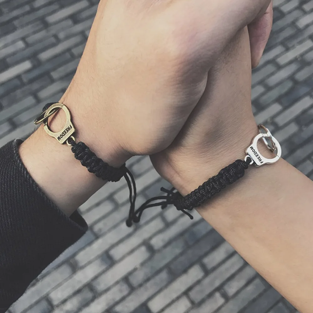 

Vintage Adjustable Handcuffs Charm Bracelet for Women Accessories Friendship Girl Couple #292759
