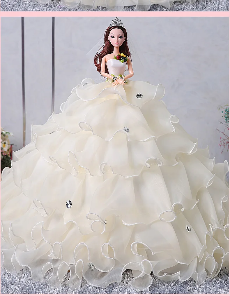 Мини-кукла-невеста принцесса 90 см большое длинное свадебное платье Детская игрушка подарок на день рождения подарок на свадьбу для девочки изысканное украшение