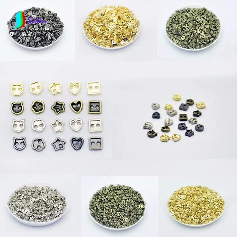Оптовая продажа 100 шт. 4 мм металлическая мини Кнопка смешанной формы кукла одежда