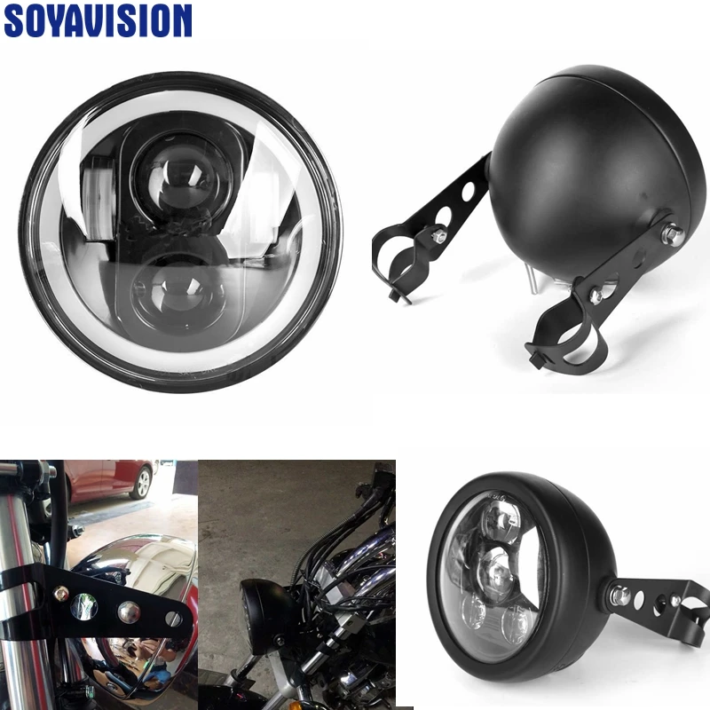 Adjustable 5.75" Headlight Housing Bucket Assembly For Harley Davidson