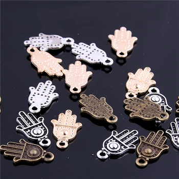 

Sweet Bell 80pcs Charm Pendants Hamsa Hand /Palm Three color 12*20mm wholesale Jewelry Making Charms D6113-1