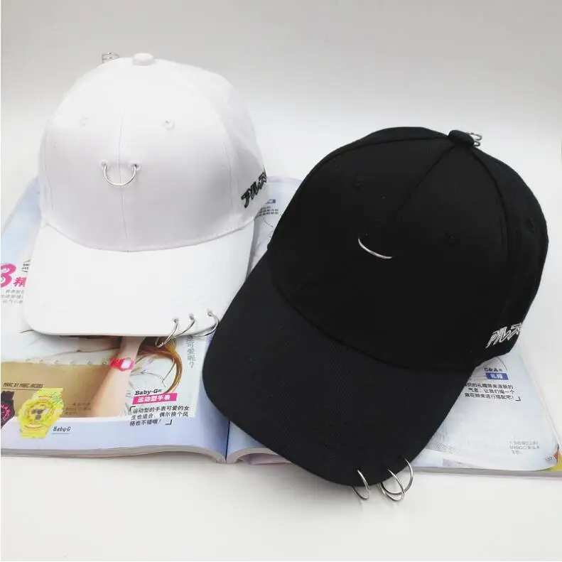 [Dexing] men cap  black unisex  Ring  hats  baseball cap men women snapback caps hip hop fashion  baseball cap with rings