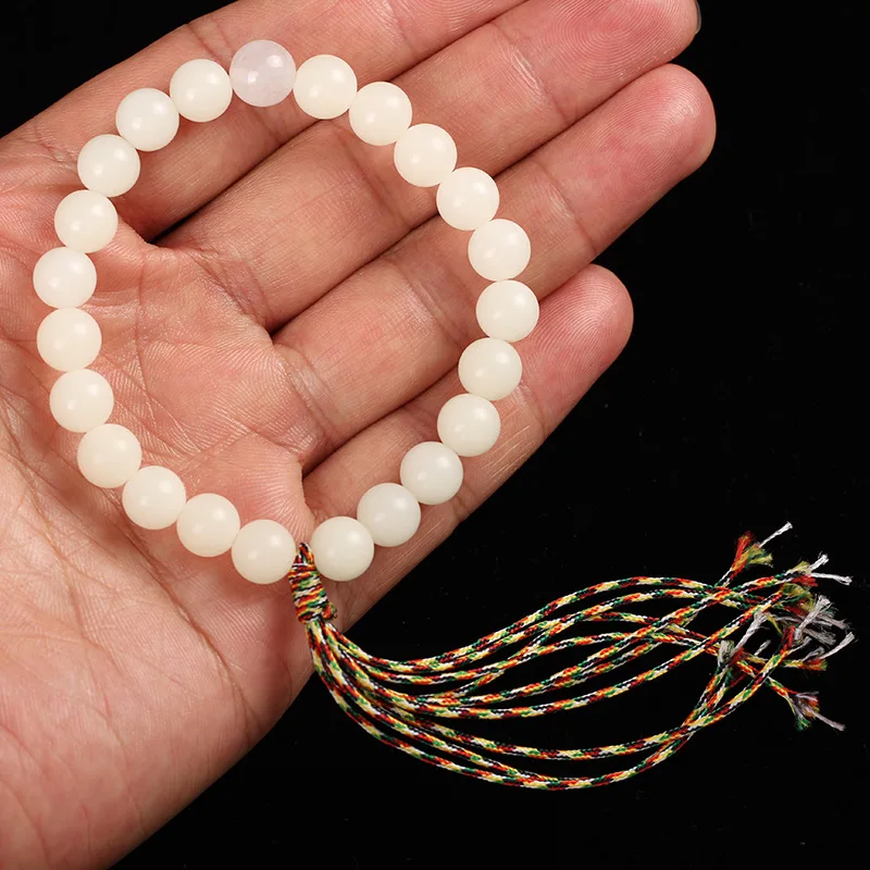 Белый бисер Bodhi унисекс Tagua nut Yoga браслет для медитации женщин и мужчин ручной