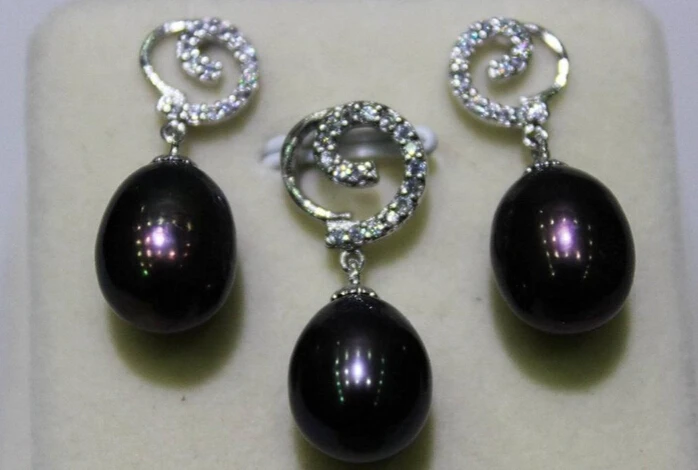 

Jewelry 00942 Natural purple fresh water pearl Earring 7-9.5mm set