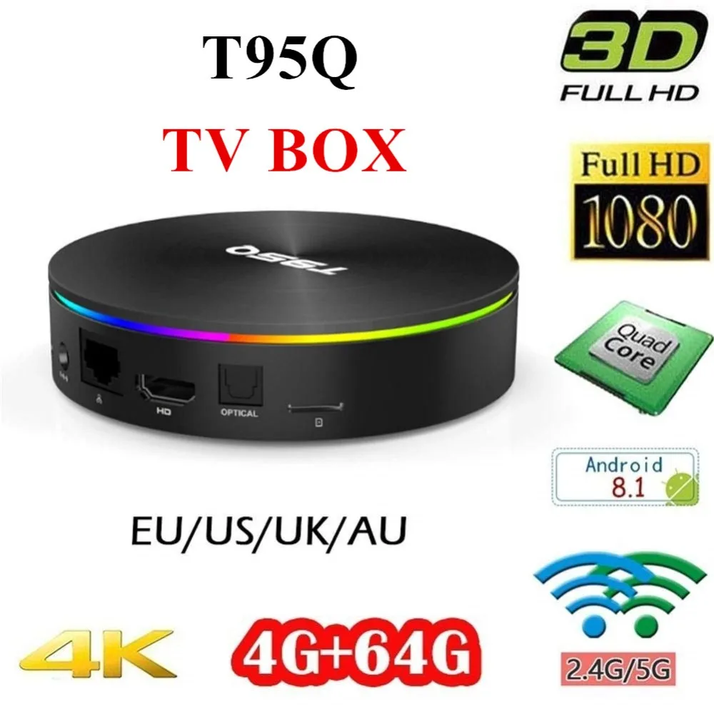 

T95Q TV BOX Android 8.1 8 0 4GB 64GB LPDDR4 Amlogic S905X2 Quad Core 2.4G&5GHz Dual Wifi tvbox BT4.1 1000M H.265 4K Media Player