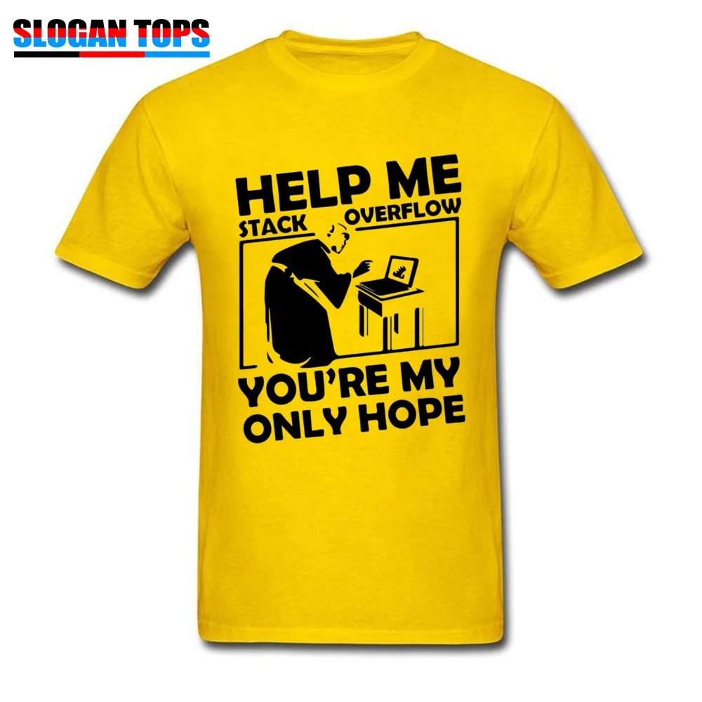 Casual Birthday Tshirts Wholesale Labor Day Short Sleeve Round Neck T Shirt Pure Cotton Men Casual T Shirt Top Quality Help me stack overflow youre my only hope 5363 yellow