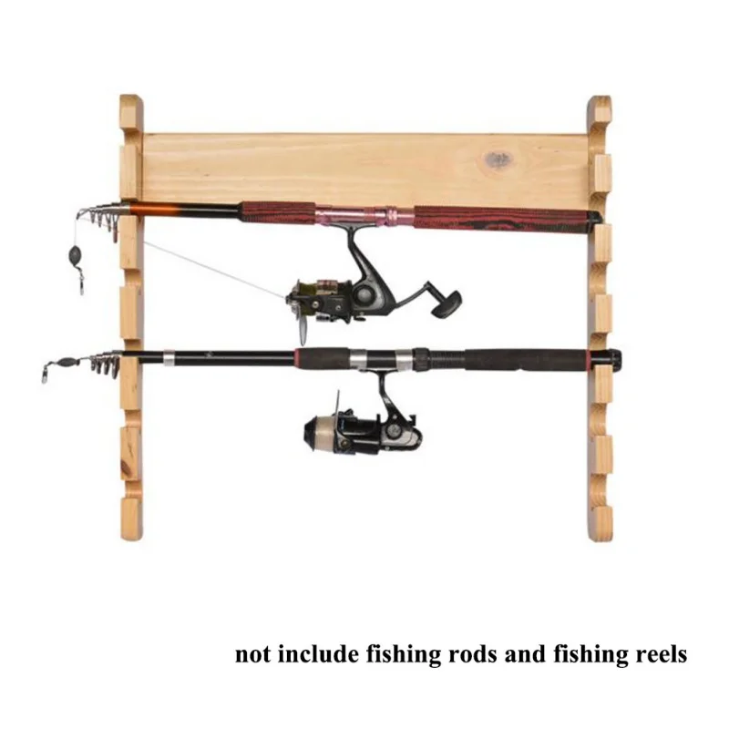 

Wooden Fish Rod Stand Wall Mounted Fishing Pole Rack Bracket Lightweight Fishing Gear Tool Tackle