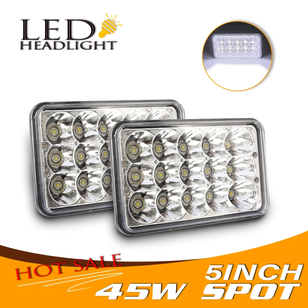 

1 Piece 45W Spotlight LED Headlights Lamps 6500K Hi/Lo Beam Bulbs Work Light Bar For Kenworth Peterbilt GMC Suburban Truck