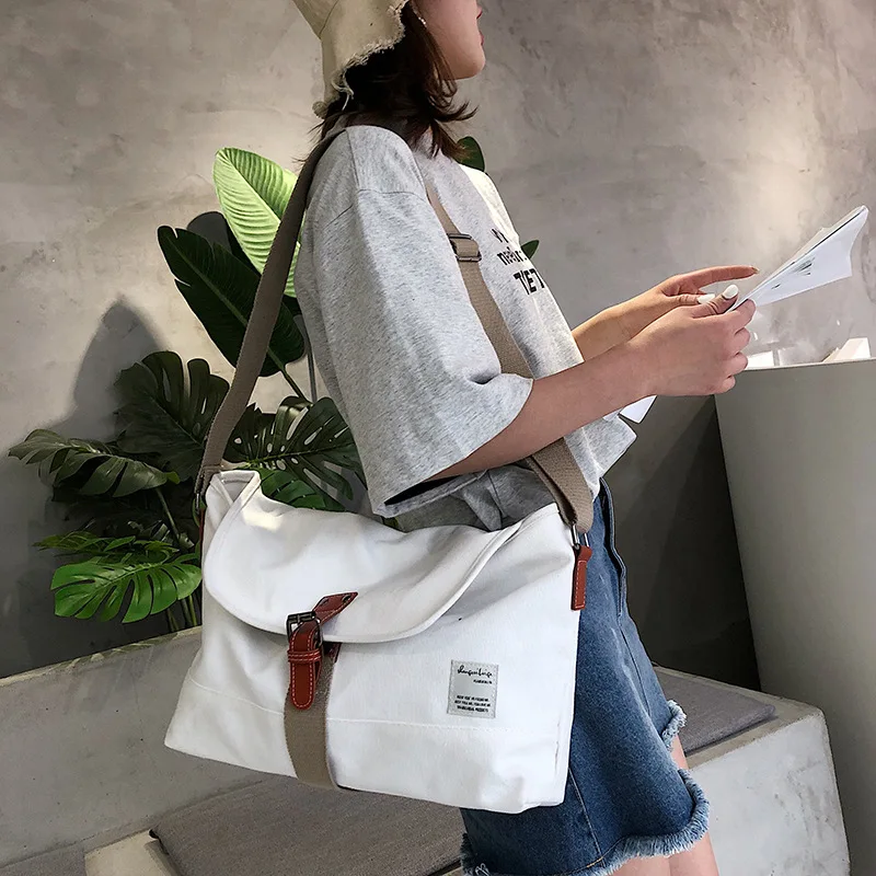 

CASMOR Canvas Women Travel Bags 2019 Simple Harajuku Casual Shoulder Bag Solid Girls Large Capacity Totes Crossbody Bags