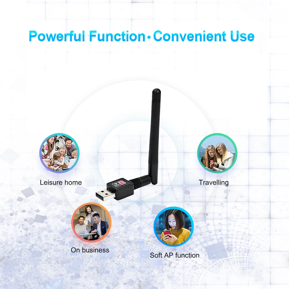 TEROW беспроводная WiFi сетевая карта 150 м USB 2,0 802,11 b/g/n LAN антенна адаптер с антенной для ноутбука ПК Мини Wi-Fi ключ