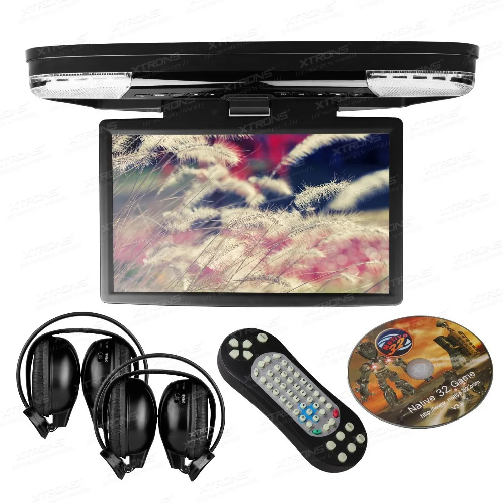 Clearance XTRONS HDMI 15.6" HD 1080P LCD Car Roof Mount Flip Down DVD Player Monitor Game Video USB 1