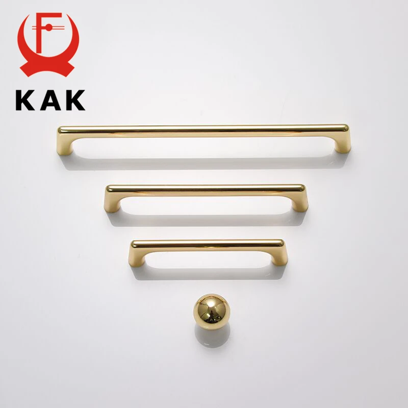 Модные яркие золотые ручки KAK для шкафа однотонные ящиков кухонные дверей