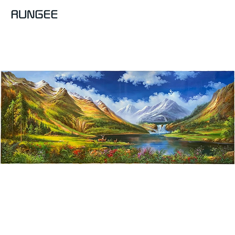 

100% Hand Painted Realistic Mountain Art Painting On Canvas Wall Art Wall Adornment Pictures Painting For Live Room Home Decor