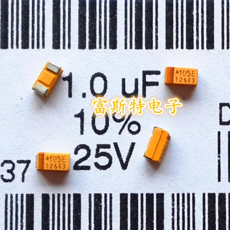 

100PCS/LOT Chip Tantalum Capacitors 105E 25V 1UF Type A 3216 1206 Tantalum Electrolysis Polarity