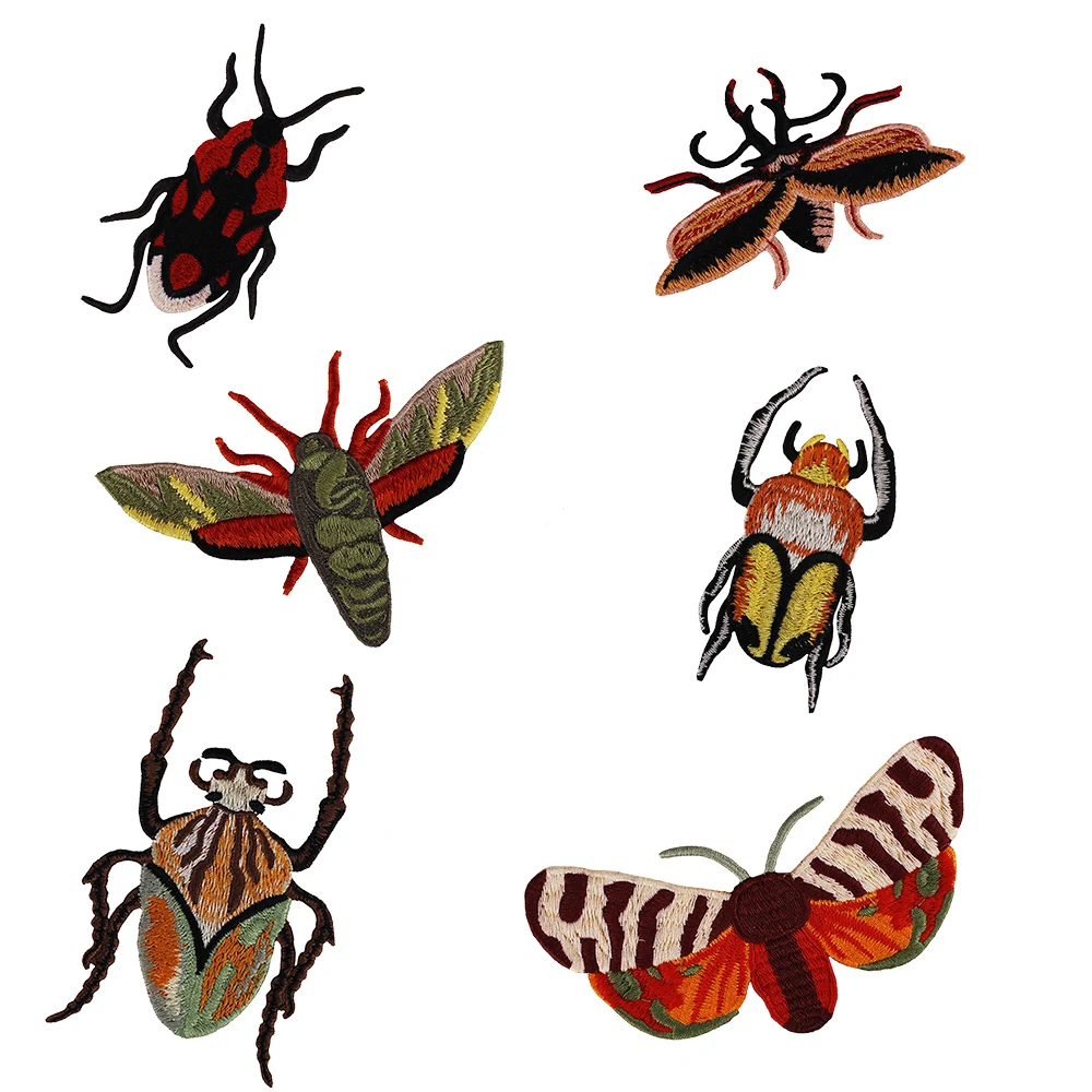 

1set/6PC Beetle Butterfly Insects Embroidery Applique Patches Sewing for Dress T-shirt Decorated Apparel Accessories TH768-6