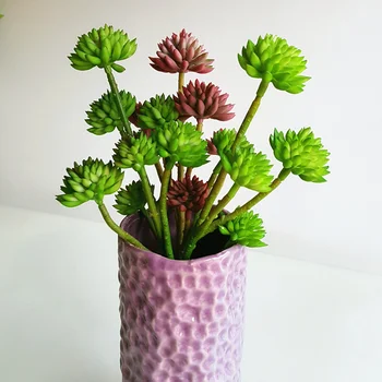 

INDIGO-Wholesale 96pcs Stone Lotus Artificial Succulent Green Plant Plastic Flower Table Decoration Green Plant Free Shipping