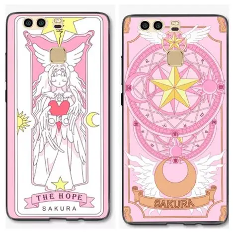 

Clow Card Captor Sakura cartoon anime lovely pink plastic soft silicon cover case for huawei P10 Lite / P10 Plus