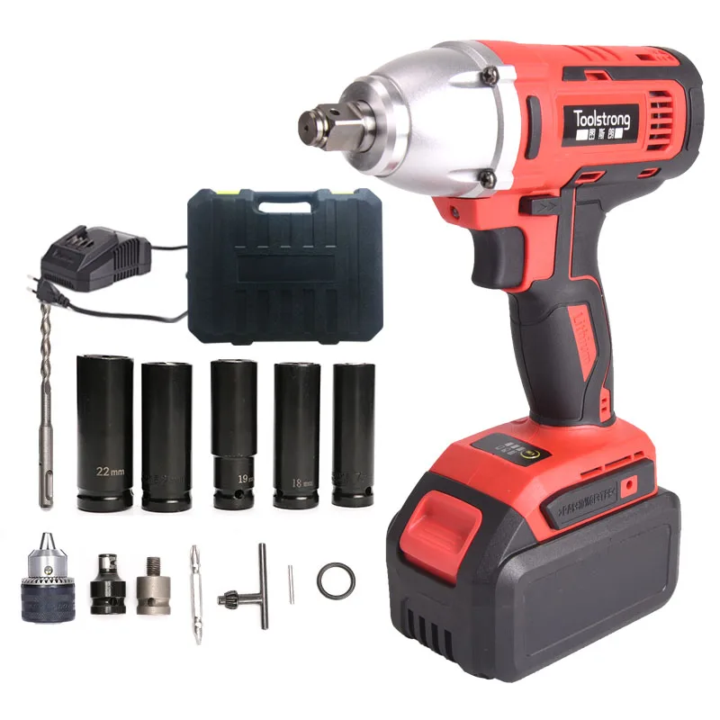 

Toolstrong 18V Electric Impact Wrench 3000mAh Lithium Battery Cordless Wrench Home Car Repair Power Tool 320Nm Brush IW003