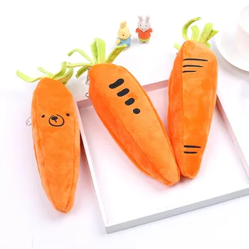 

1pcs creative carrot plush pencil bag cartoon middle school student large capacity pencil bag cute stationery pencil case