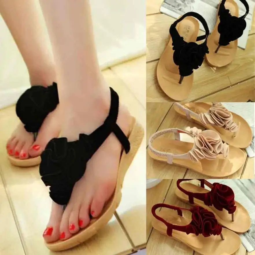

SAGACE Shoes Sandals Flower Summer Bohemia Sweet Sandals Clip Toe Sandals Beach Shoes Casual sandals summer 2018MA16