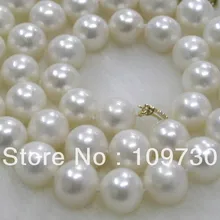 Ювелирные изделия 00605 потрясающий 11 мм идеально круглый белый пресной воды жемчужное ожерелье 14KGP застежка