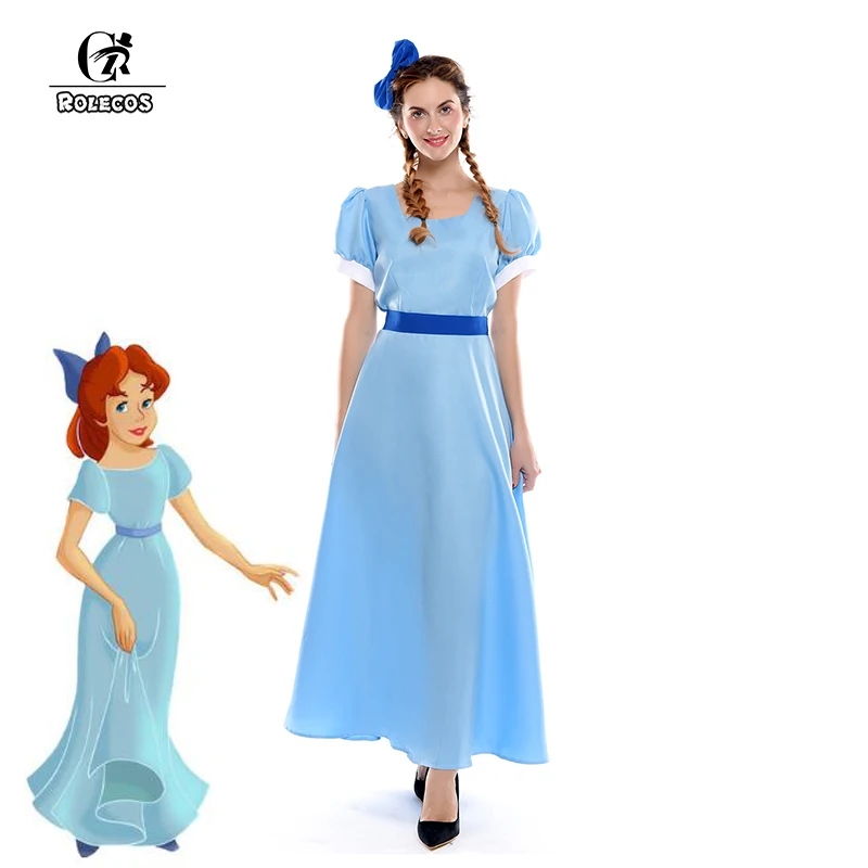 Rolecos Peter Pan Wendy Blau Lange Cosplay Kostum Schonheit Dame Kleid Halbe Hulse Der Kausalen Party Kleid Fur Frauen Cosplay Costume Blue Cosplay Dresswendy Peter Pan Aliexpress