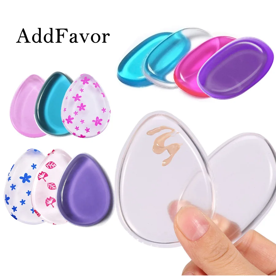 Addfavor 2 pcs سيليكون التجميل نفخة الأساس BB كريم مسحوق إسفنج مسحوق تجميل أساسيات الجمال ماكياج الإسفنج أدوات واضح