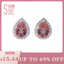 Zultanite Sterling Silver Stud Earrings Pears Shape Created Zultanite Color Change Stone for Women Fine Jewelry Party Birthday 