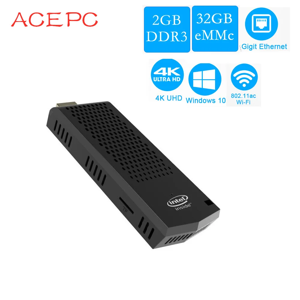 

Mini PC T6 Pro atom Z8350 Fanless Intel Computer Stick Windows 10 quad core 1.44GHz 2G/32G 4GB/64GB 2.4/ 5.8Ghz WIFI 4K BT4.0