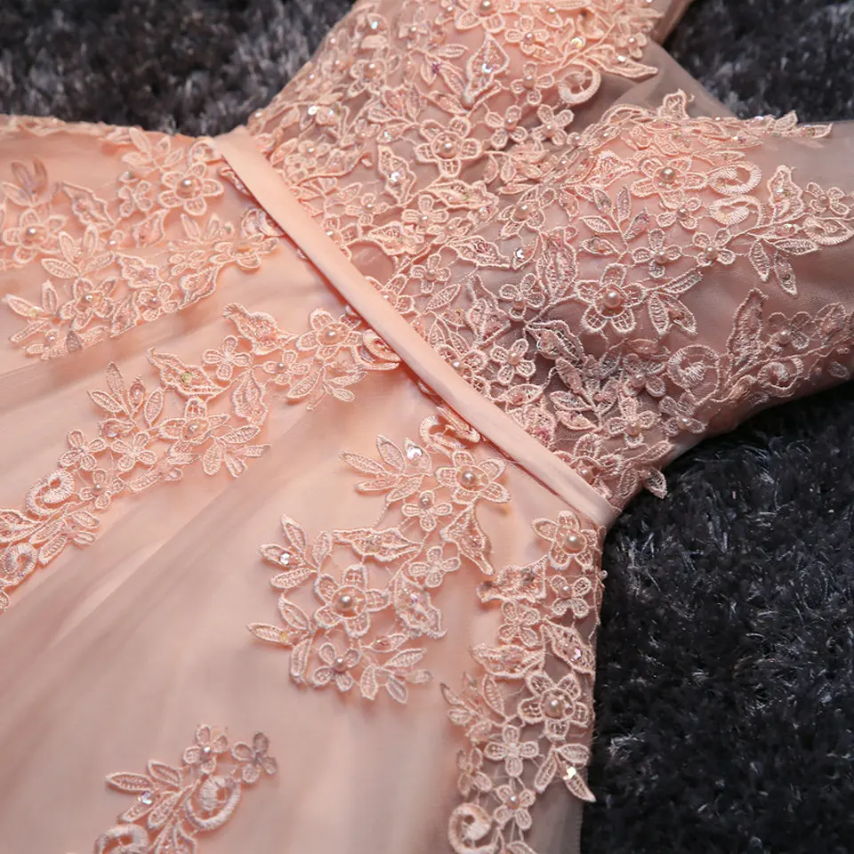 Elegant Pearl Pink Prom Dresses 2019 Sexy Prom Dress Short V Neck Appliques Beading Lace Up Knee-Length Graduation Party Gowns