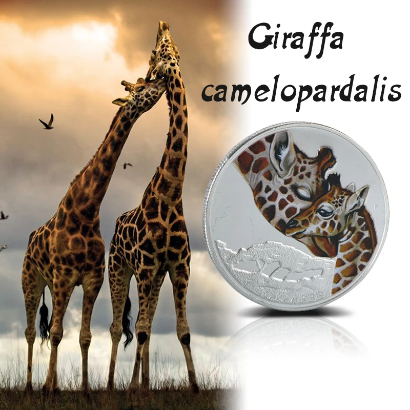 

WR Customized Animal Series Challenge Coin Commemorative Cute Giraffe Silver Coin Animal Colored Metal Coin