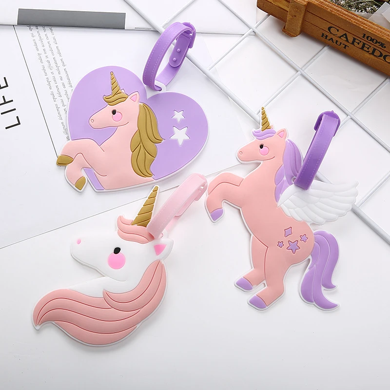 

Travel Accessories Unicorn Suitcase Luggage Tag ID Address Holder Women Baggage Label Pink Cute Organizer Silica Gel Identifier