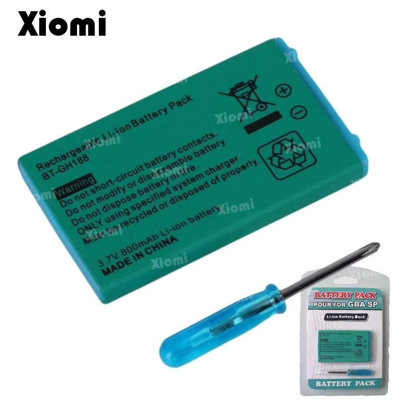 

For Nintendo Gameboy Advance GBA SP BT-GH188 3.7V 800mAh Rechargeable Battery Power Pack Replacement with Tool & Retail Package